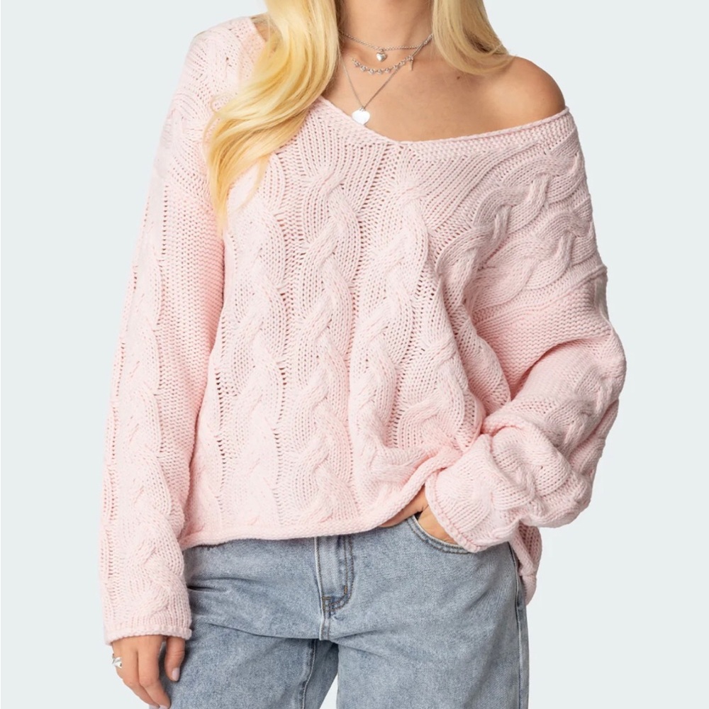 Edikted Inga Oversized Cable Knit Sweater Size Small New with Tag